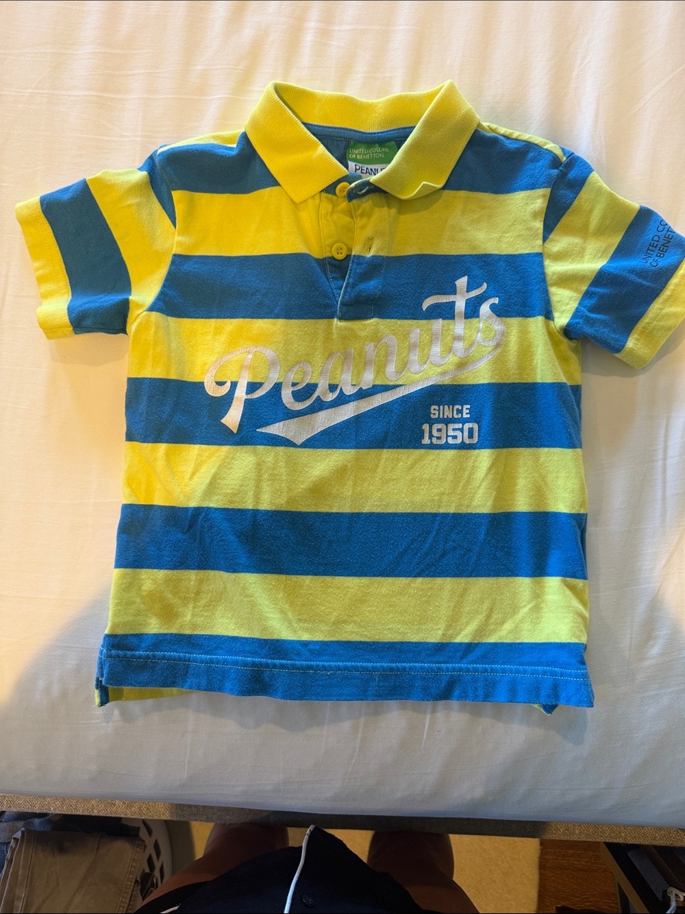 Peanuts Boys Blue & Yellow Striped Polo